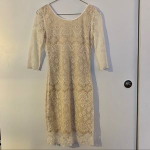 Lace cream midi dress